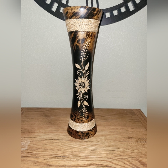 Handcarved Wooden VASE from JAMAICA! 14 Inches Tall - Picture 1 of 5